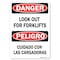 Signmission Safety Sign, OSHA Danger, 7" Height, Look Out For Forklifts Bilingual, Landscape OS-DS-D-710-L-19425 - alternate 1